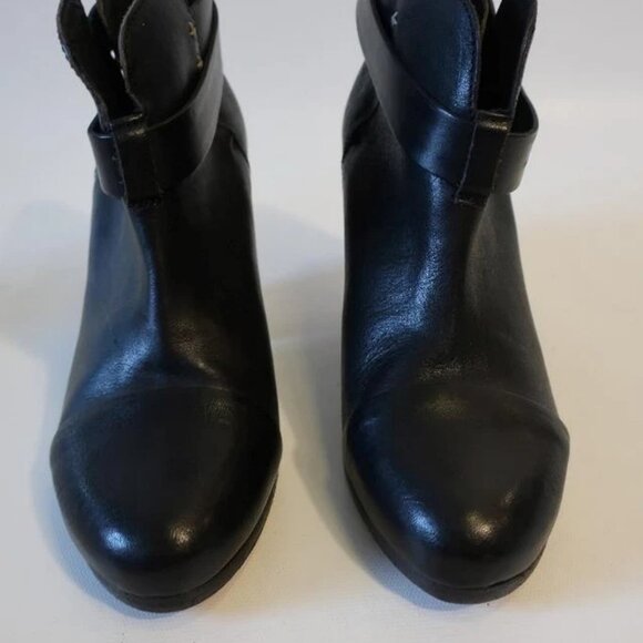 Womens Rag & Bone Harrow Black Leather Cuban Heel Pull-On Ankle Bootie 37 US/7 * - Picture 3 of 12